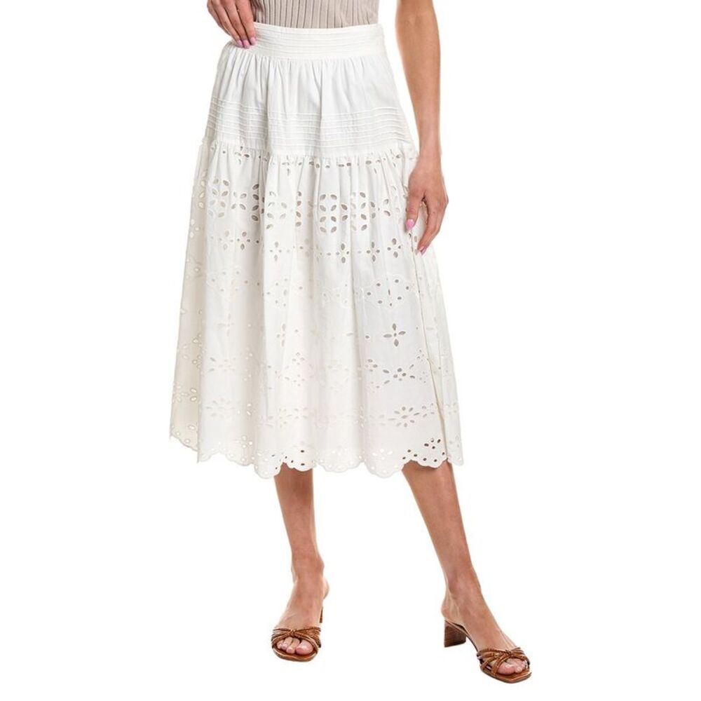 Hemant & Nandita Womens  Midi Skirt, White